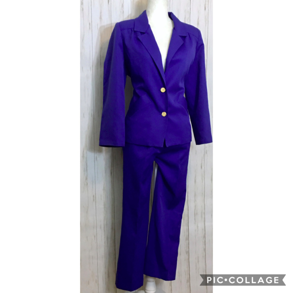 Vintage 2-Piece Blue Pant Suit/Blazer Set 10P